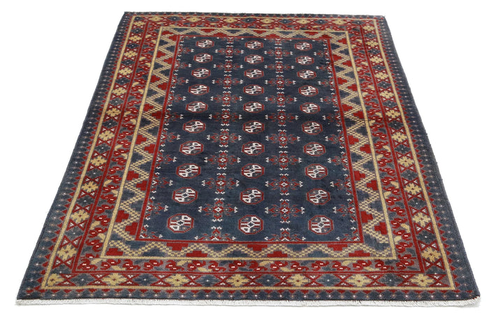 Afghan Revival Rug 4' 1" x 5' 10" Hand-Knotted | No. AT72264