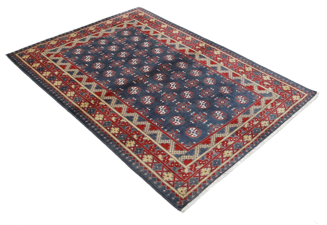 Afghan Revival Rug 4' 1" x 5' 10" Hand-Knotted | No. AT72264