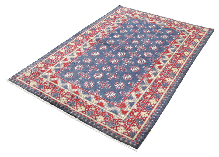 Afghan Revival Rug 4' 1" x 5' 10" Hand-Knotted | No. AT72264