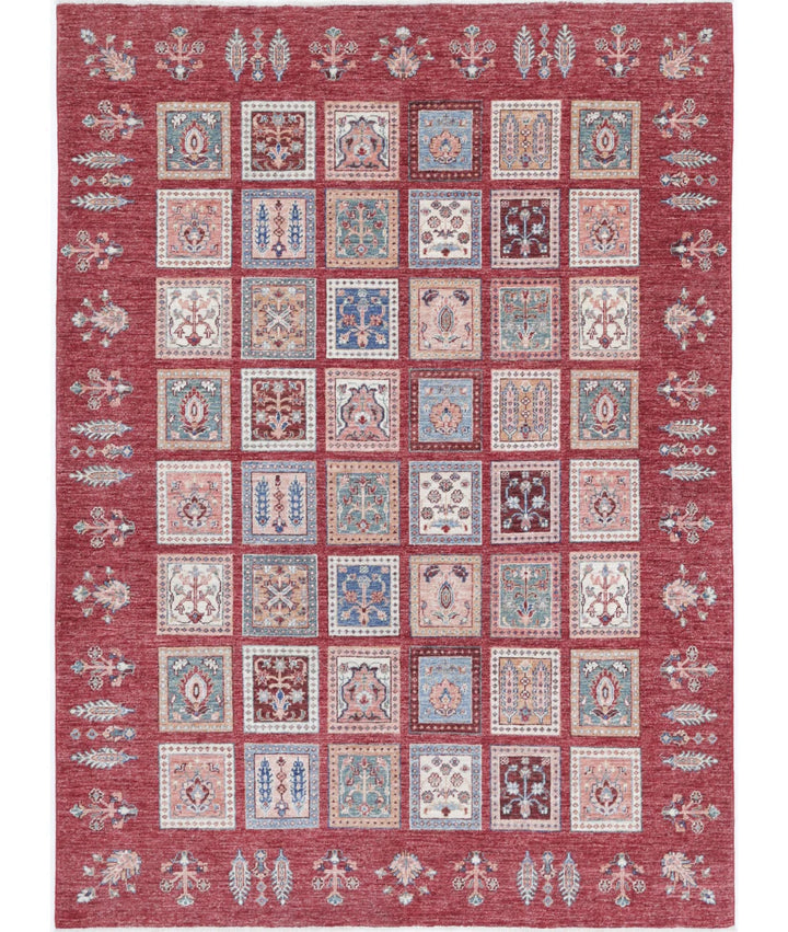 Red Afghan Bakhtiari Rug 5'7" x 7'8" Hand-Knotted | No. AT72266