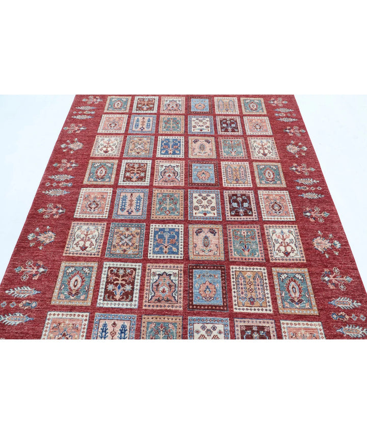 Red Afghan Bakhtiari Rug 5'7" x 7'8" Hand-Knotted | No. AT72266