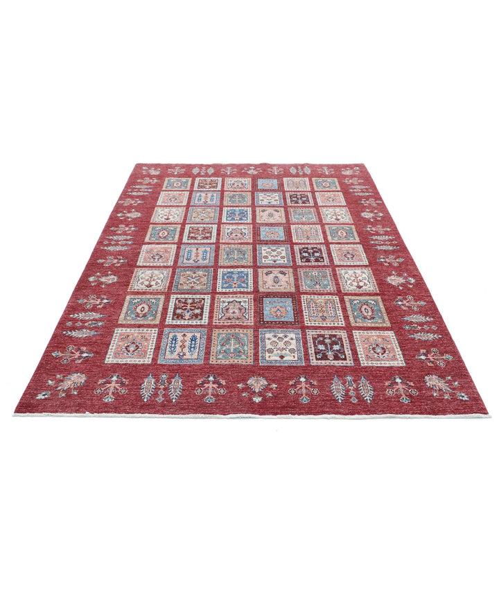 Red Afghan Bakhtiari Rug 5'7" x 7'8" Hand-Knotted | No. AT72266