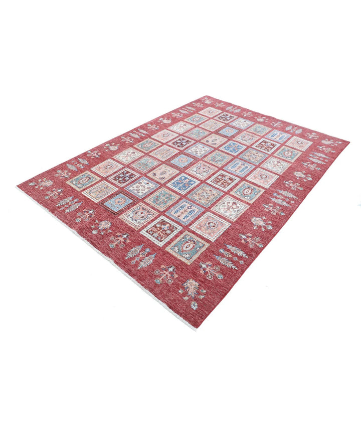 Red Afghan Bakhtiari Rug 5'7" x 7'8" Hand-Knotted | No. AT72266