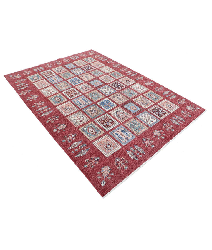 Red Afghan Bakhtiari Rug 5'7" x 7'8" Hand-Knotted | No. AT72266