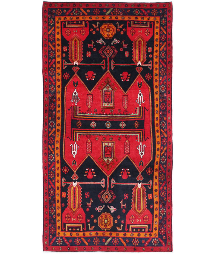Persian Hamadan Rug 4' 9" x 9' 7" Hand-Knotted | No. AT72327
