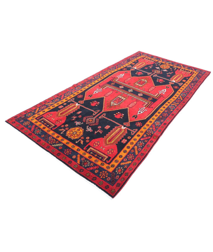 Persian Hamadan Rug 4' 9" x 9' 7" Hand-Knotted | No. AT72327