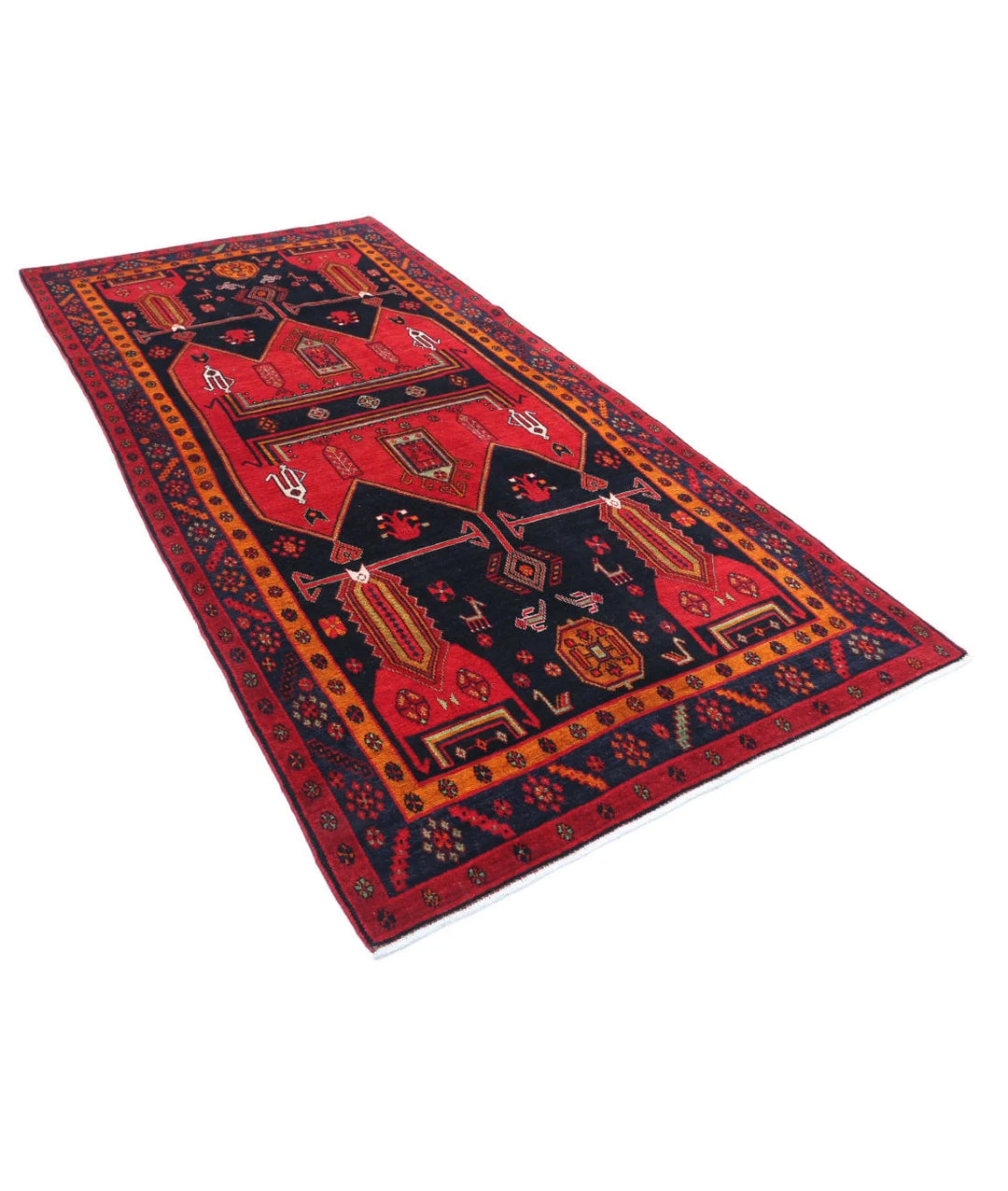 Persian Hamadan Rug 4' 9" x 9' 7" Hand-Knotted | No. AT72327
