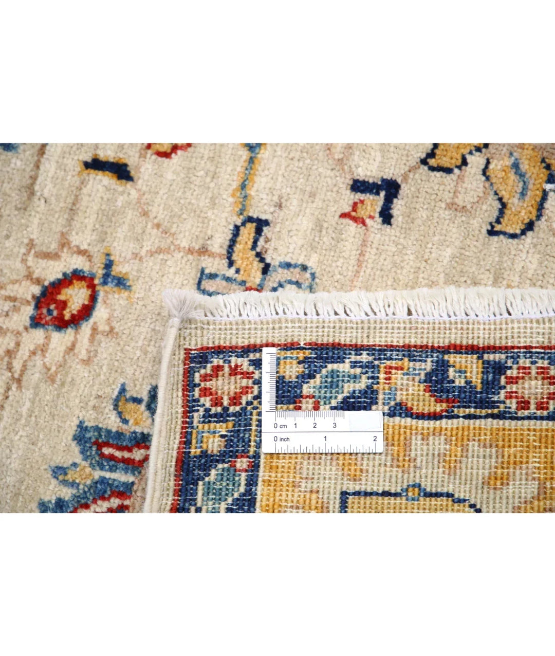 Ivory Afghan Ziegler Rug 5' 8" x 7' 10" Hand-Knotted | No. AT724164