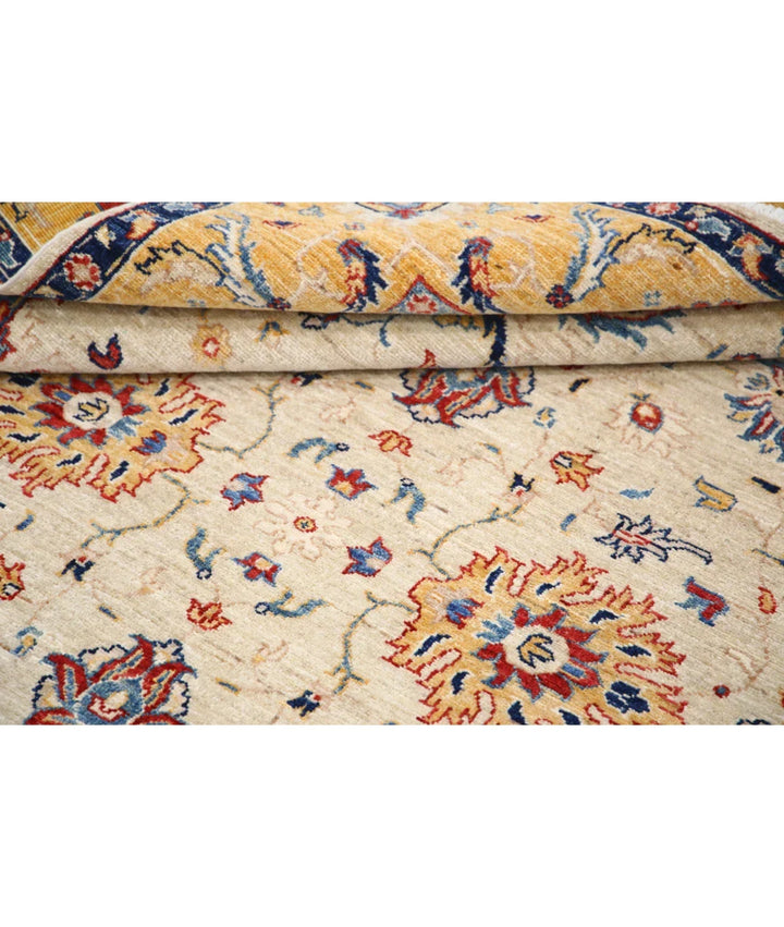 Ivory Afghan Ziegler Rug 5' 8" x 7' 10" Hand-Knotted | No. AT724164