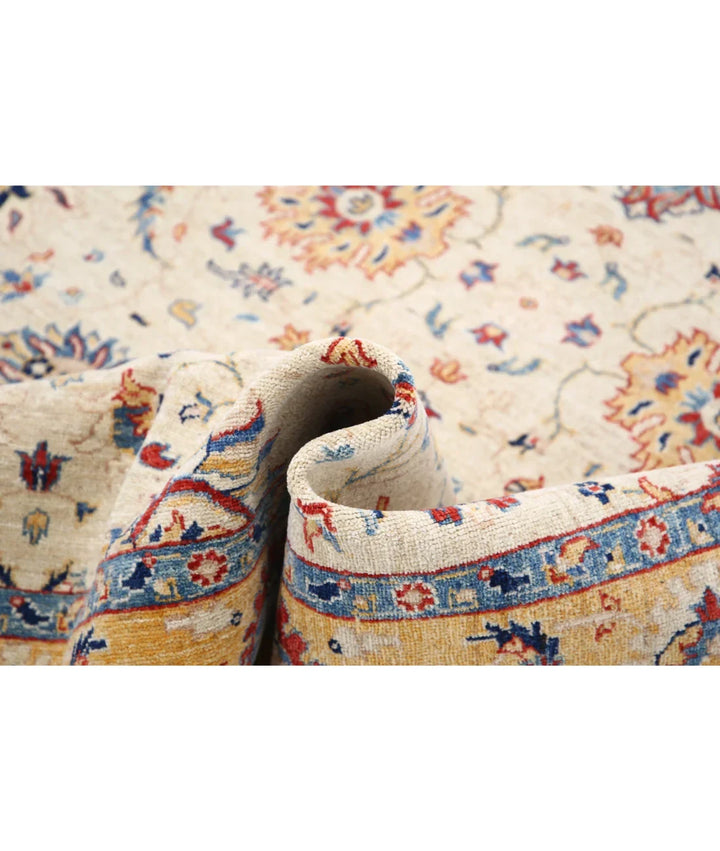 Ivory Afghan Ziegler Rug 5' 8" x 7' 10" Hand-Knotted | No. AT724164