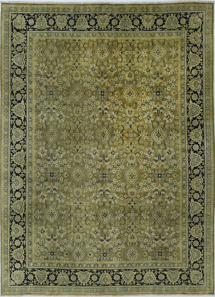 Green Blue Indian Ziegler Rug 8' 8" x 11' 7" Hand-Knotted | No. AT72469