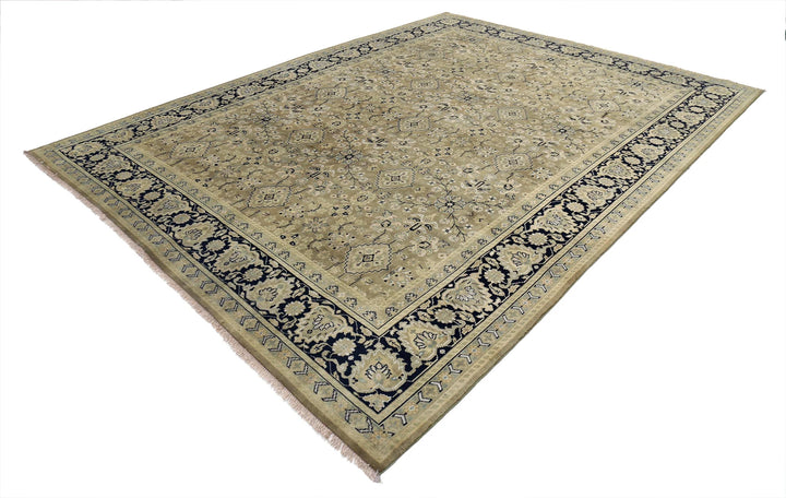 Green Blue Indian Ziegler Rug 8' 8" x 11' 7" Hand-Knotted | No. AT72469