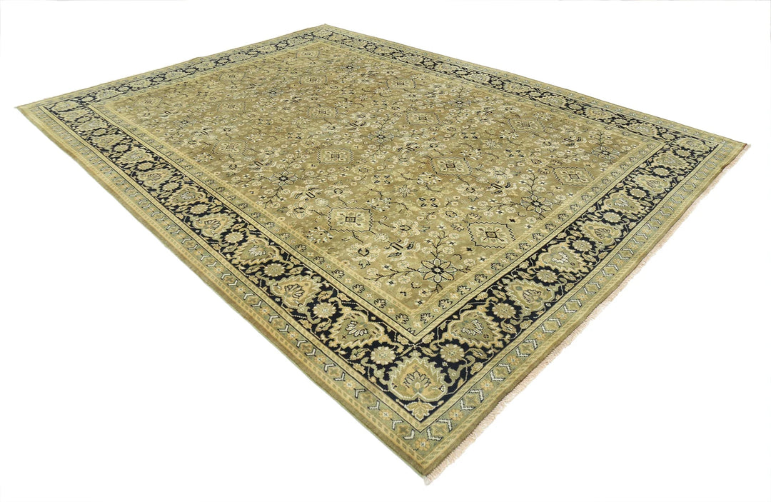 Green Blue Indian Ziegler Rug 8' 8" x 11' 7" Hand-Knotted | No. AT72469