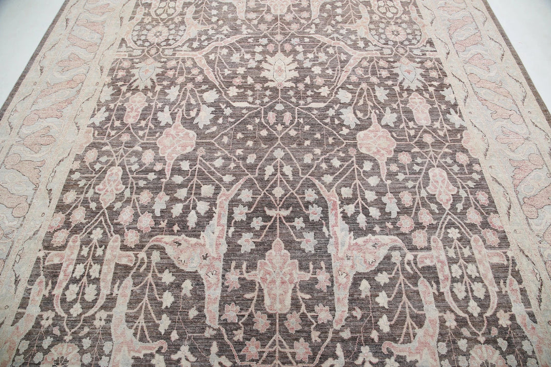Ivory Afghan Serenity Rug 8' 8" x 11' 5" Hand-Knotted | No. AT72495