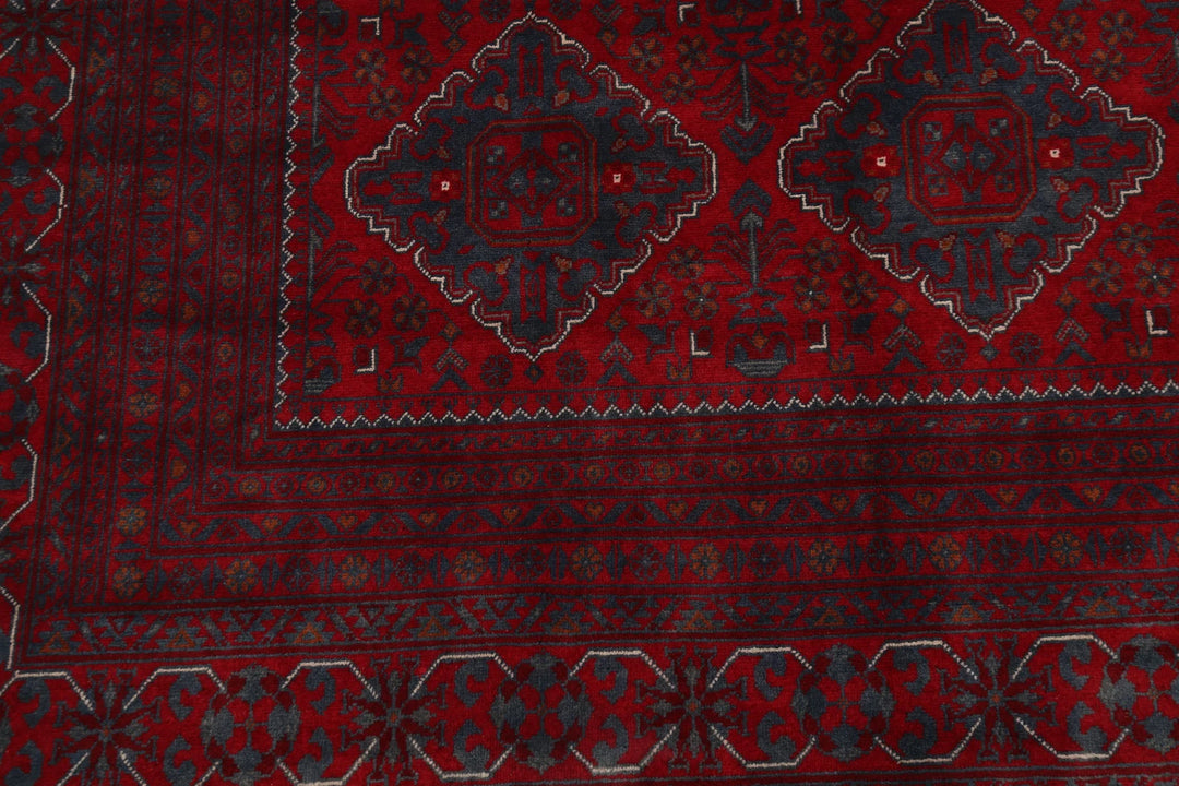 Red Afghan Khamyab Rug 9' 9" x 18' 10" Hand-Knotted | No. AT725021