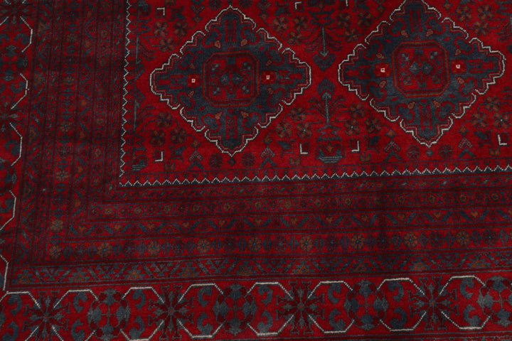 Red Afghan Khamyab Rug 9' 9" x 18' 10" Hand-Knotted | No. AT725021