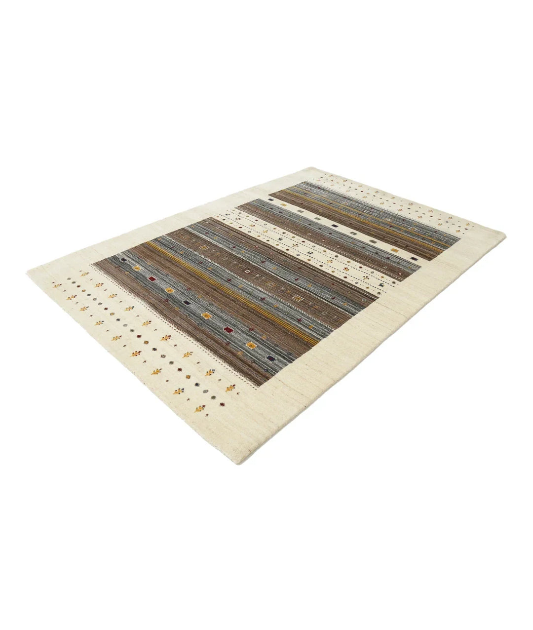 Ivory Indian Lori Rug 5'6" x 7'10" Hand-Knotted | No. AT72674