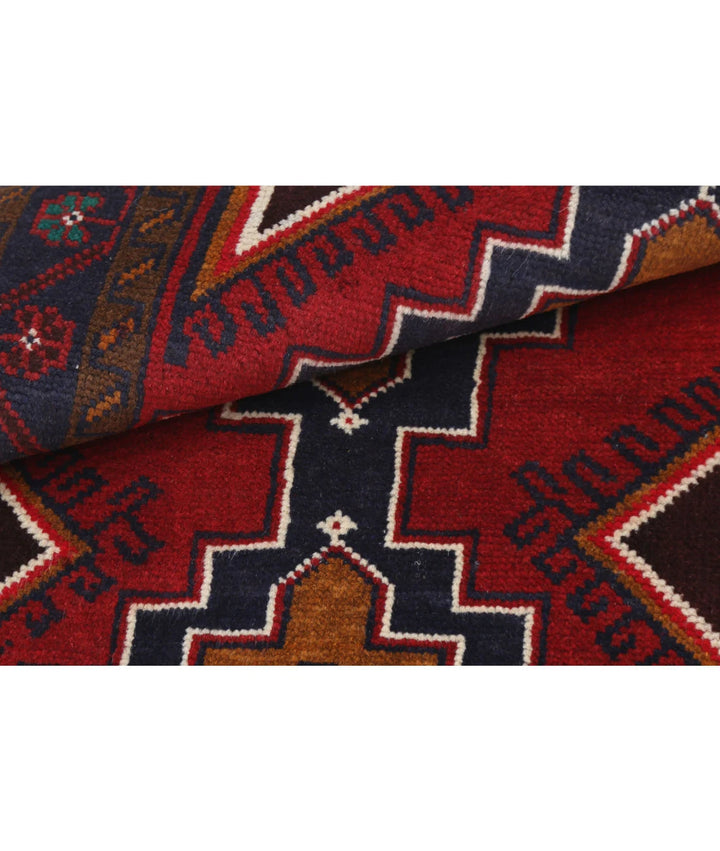 Red Afghan Baluchi Rug 2' 8" x 5' 0" Hand-Knotted | No. AT72735