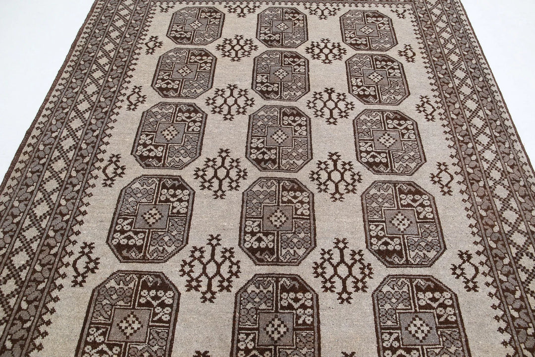 Afghan Revival Rug 6'6" x 8'1" Hand-Knotted | No. AT72751