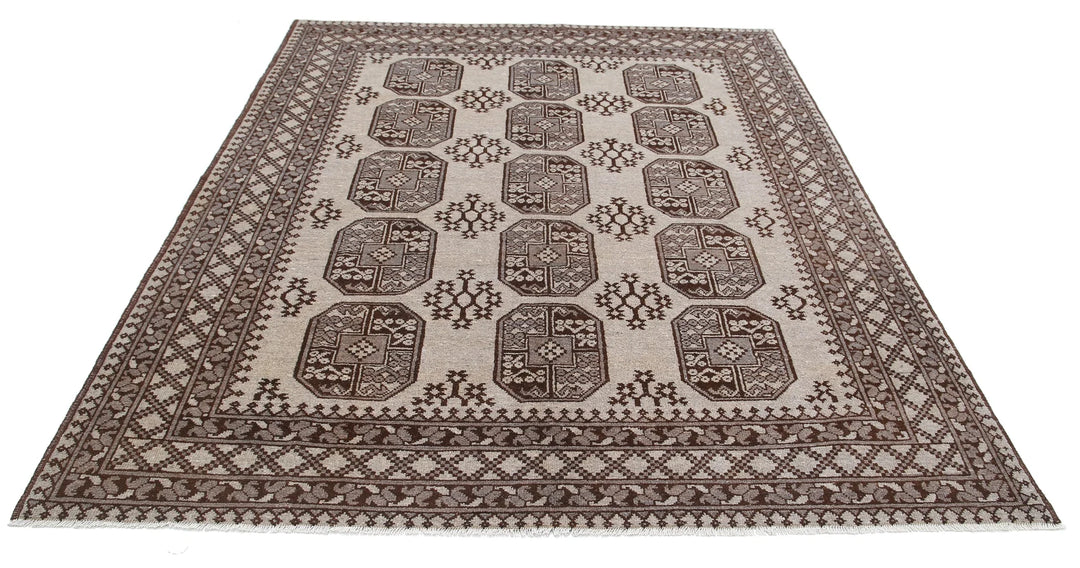 Afghan Revival Rug 6'6" x 8'1" Hand-Knotted | No. AT72751