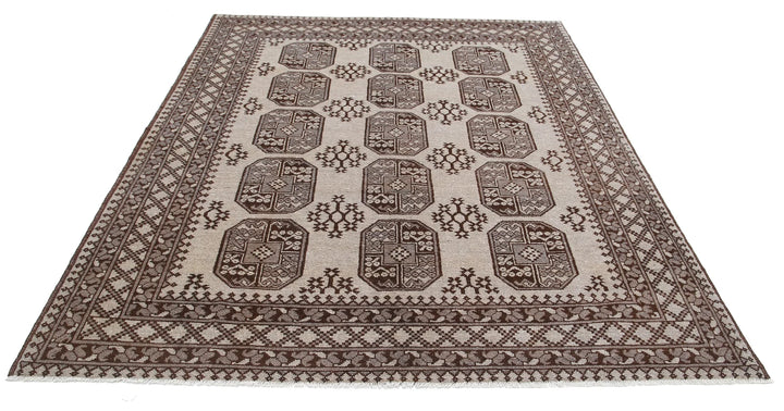 Afghan Revival Rug 6'6" x 8'1" Hand-Knotted | No. AT72751
