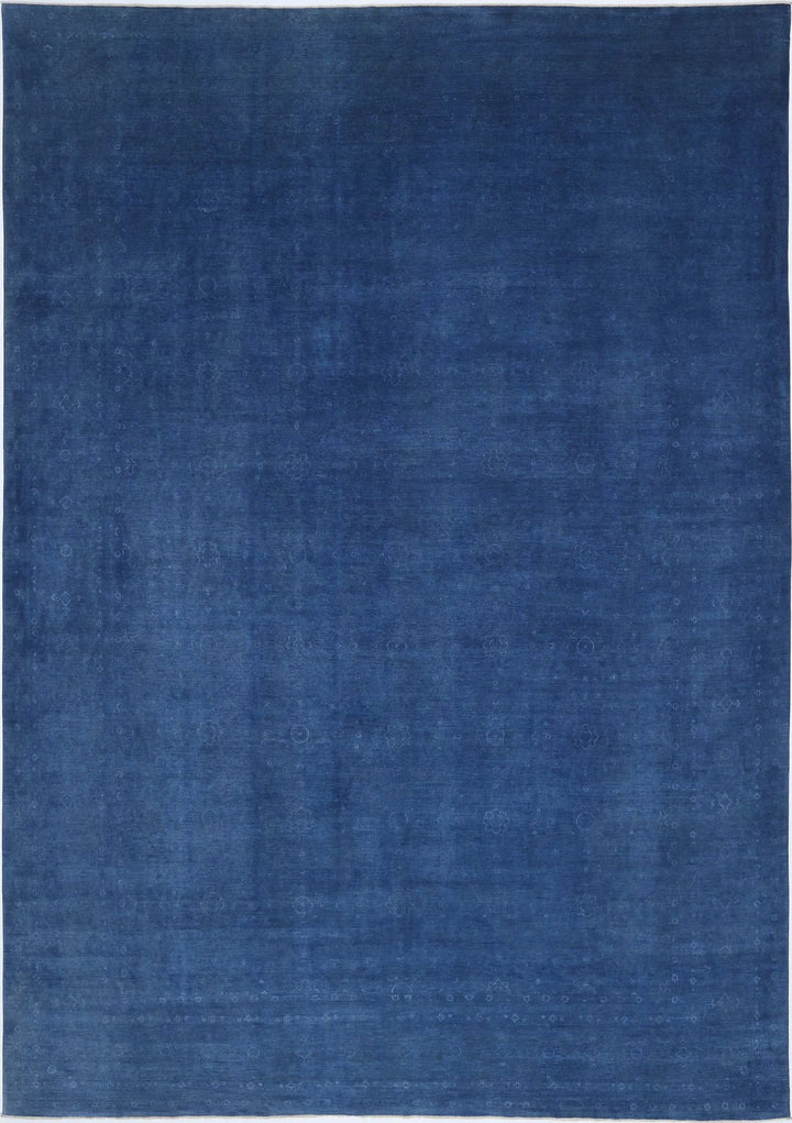 Blue Afghan Overdye Rug 14' 1" x 20' 6" Hand-Knotted | No. AT72764
