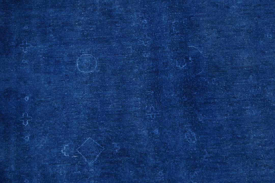Blue Afghan Overdye Rug 14' 1" x 20' 6" Hand-Knotted | No. AT72764