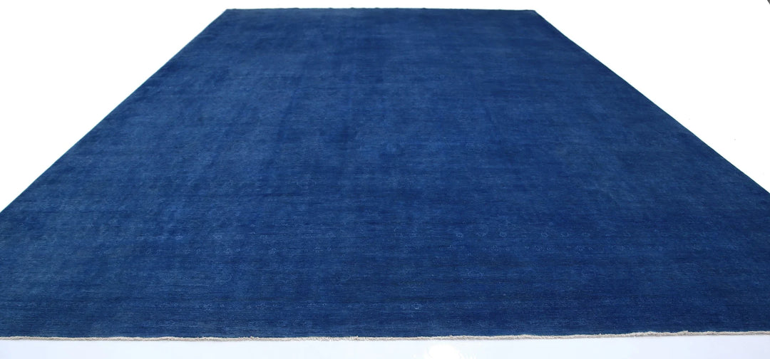Blue Afghan Overdye Rug 14' 1" x 20' 6" Hand-Knotted | No. AT72764