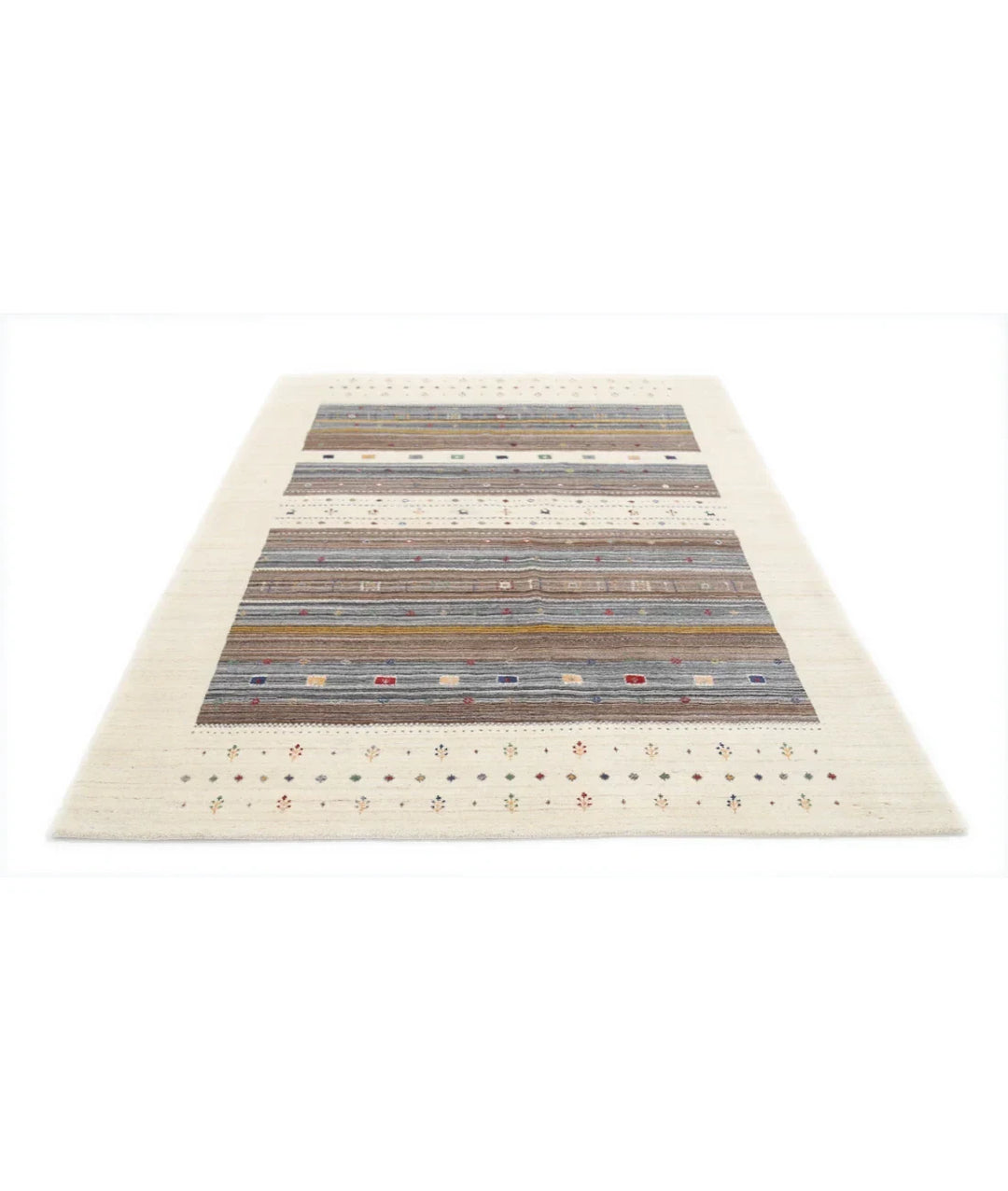 Ivory Indian Oriental Rug 5' 7" x 7' 10" Hand-Knotted | No. AT72932