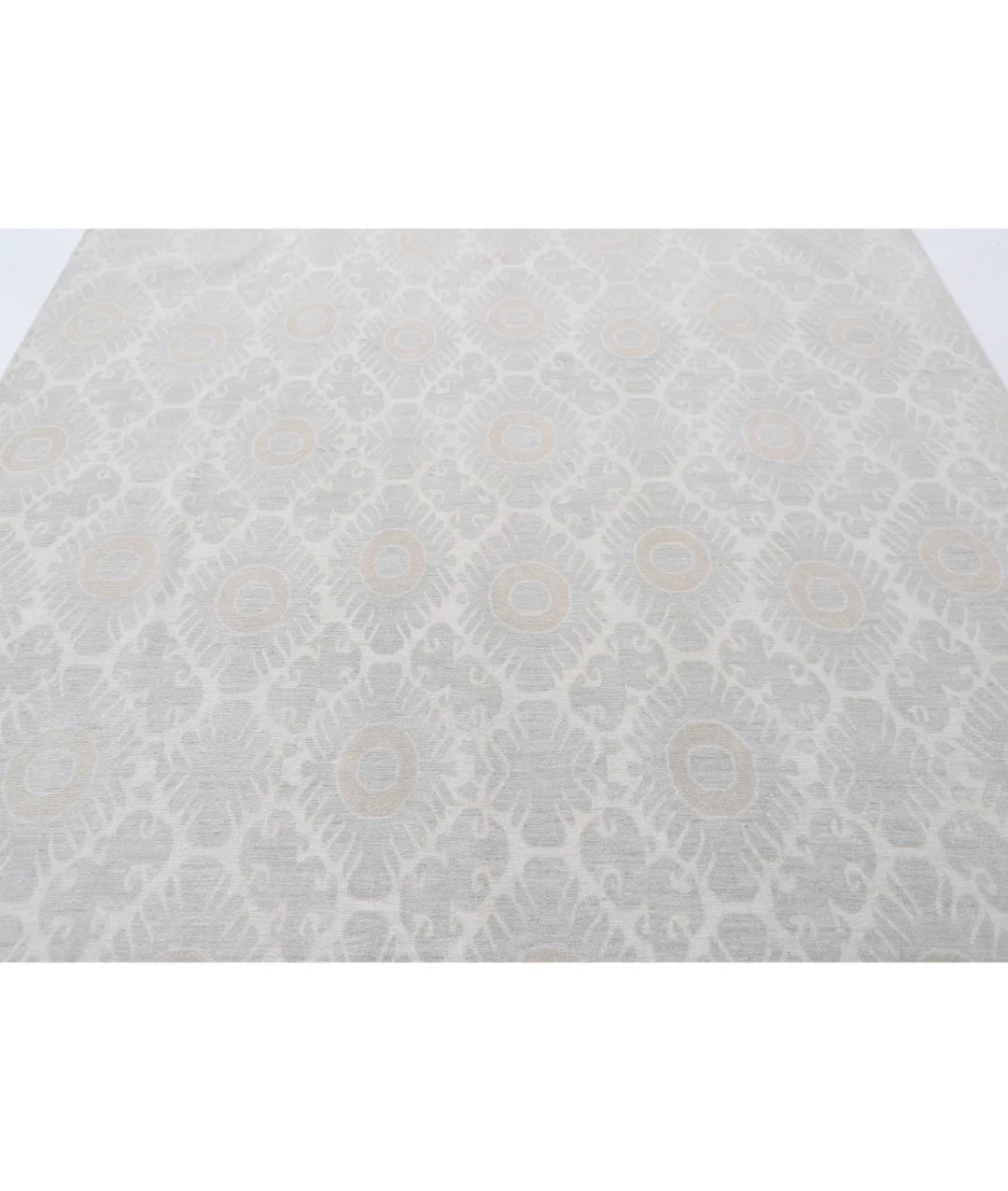 Ivory Afghan Tabriz Rug 7' 9" x 9' 6" Hand-Knotted | No. AT72958