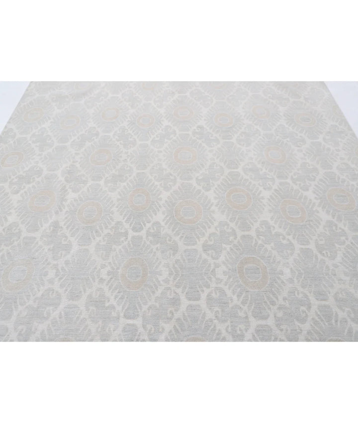 Ivory Afghan Tabriz Rug 7' 9" x 9' 6" Hand-Knotted | No. AT72958