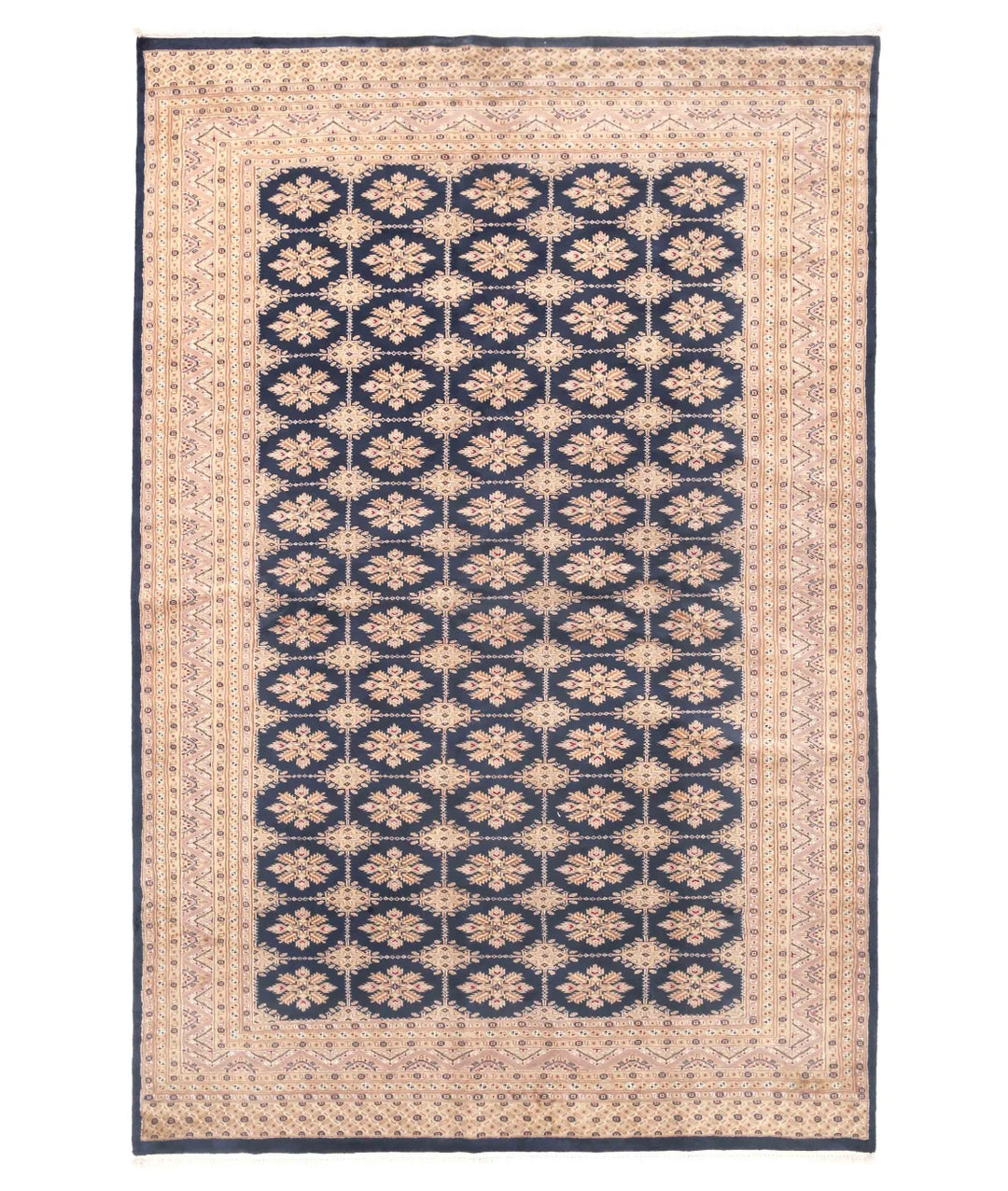 Blue Pink Pakistani Bokhara Rug 5' 11" x 9' 0" Hand-Knotted | No. AT73038