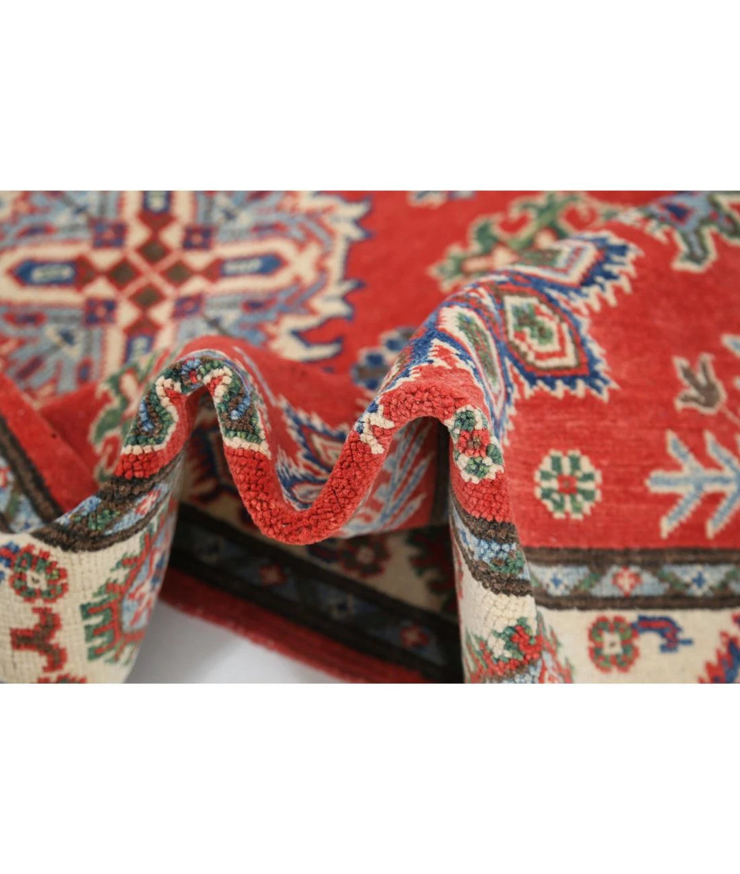 Afghan Kazak Rug 3' 2" x 4' 9" Hand-Knotted | No. AT73350