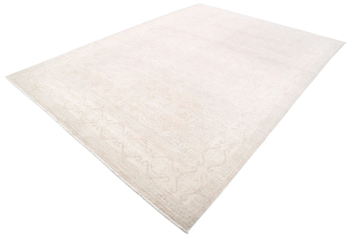Ivory Afghan Khotan Rug 8' 4" x 11' 4" Hand-Knotted | No. AT73372