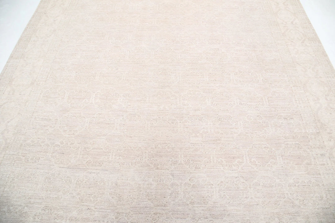 Ivory Afghan Khotan Rug 8' 4" x 11' 4" Hand-Knotted | No. AT73372