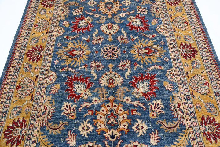 Blue Afghan Ziegler Rug 5' 8" x 7' 9" Hand-Knotted | No. AT73717