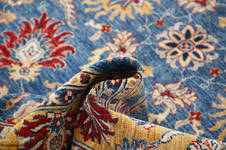 Blue Afghan Ziegler Rug 5' 8" x 7' 9" Hand-Knotted | No. AT73717