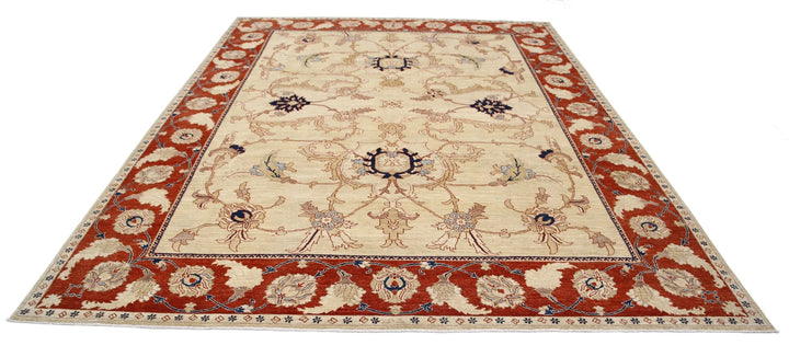 Gold Afghan Ziegler Rug 9' 0" x 11' 8" Hand-Knotted | No. AT73725