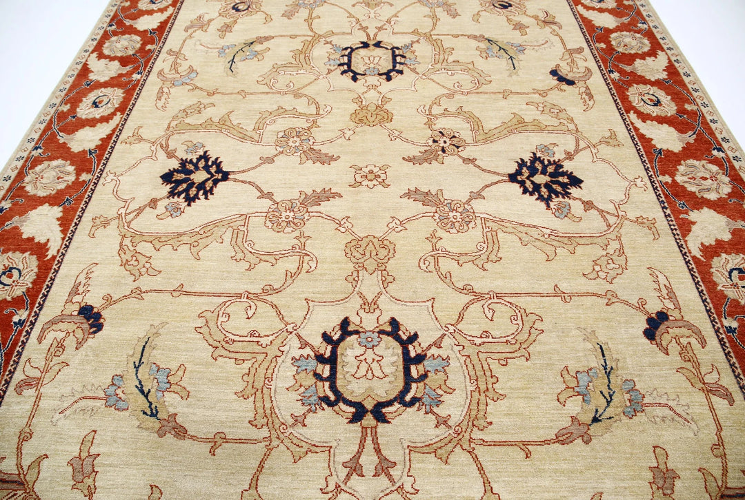 Gold Afghan Ziegler Rug 9' 0" x 11' 8" Hand-Knotted | No. AT73725