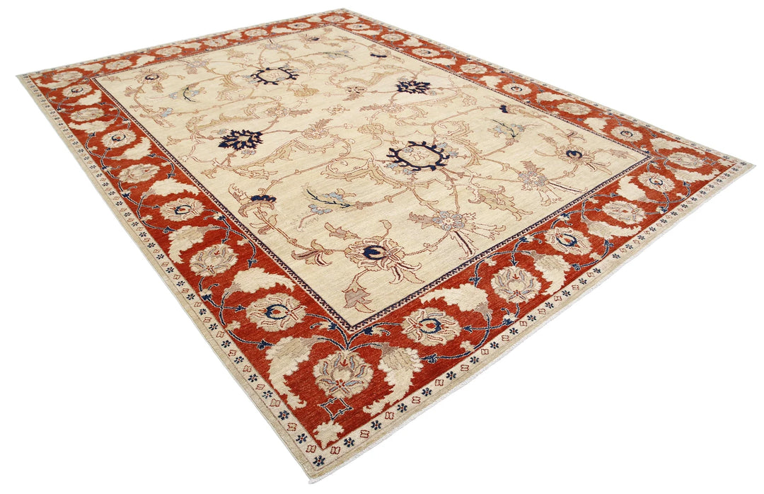Gold Afghan Ziegler Rug 9' 0" x 11' 8" Hand-Knotted | No. AT73725