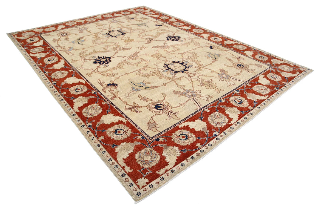 Gold Afghan Ziegler Rug 9' 0" x 11' 8" Hand-Knotted | No. AT73725
