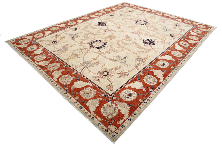 Gold Afghan Ziegler Rug 9' 0" x 11' 8" Hand-Knotted | No. AT73725