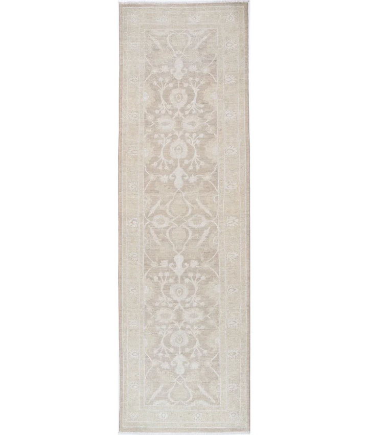 Brown Afghan Runner Rug 2' 9" x 9' 11" Hand-Knotted | No. AT738517
