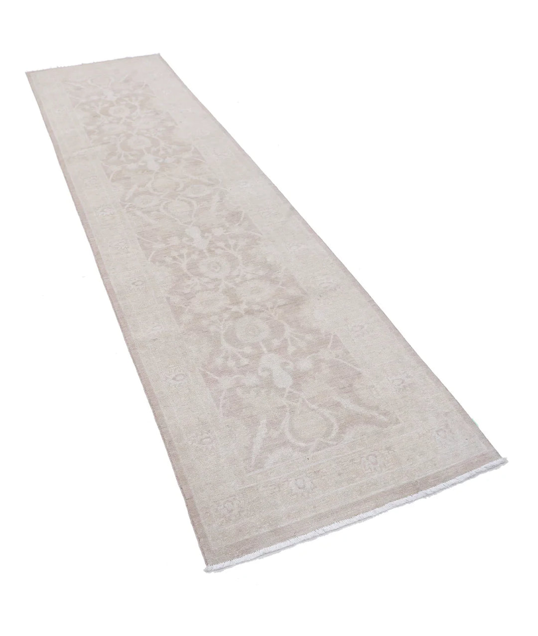 Brown Afghan Runner Rug 2' 9" x 9' 11" Hand-Knotted | No. AT738517