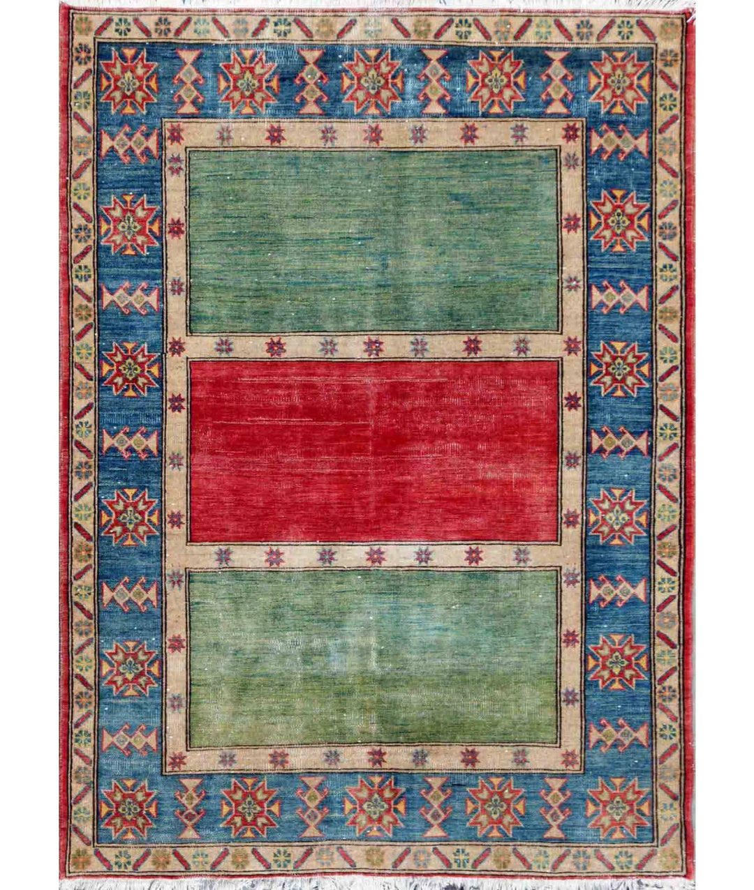 Afghan Kazak Rug 5' 8" x 7' 5" Hand-Knotted | No. AT73871