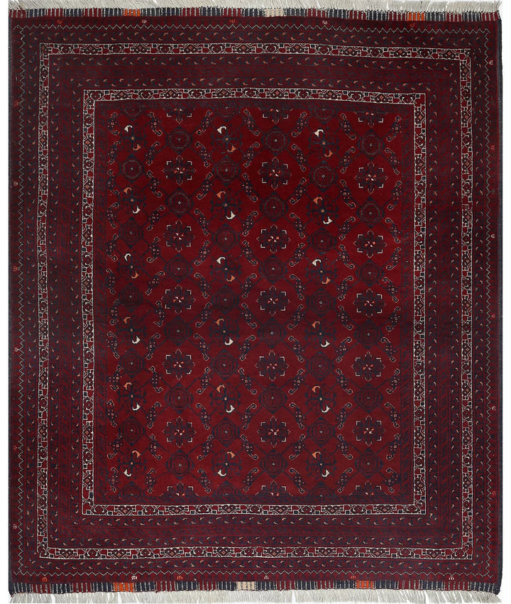 Afghan Beljik Rug 4' 0" x 4' 8" Hand-Knotted | No. AT73947