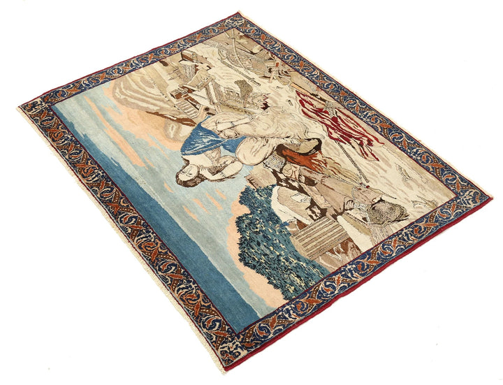 Persian Pictorial Rug 3' 8" x 2' 10" Hand-Knotted | No. AT73968