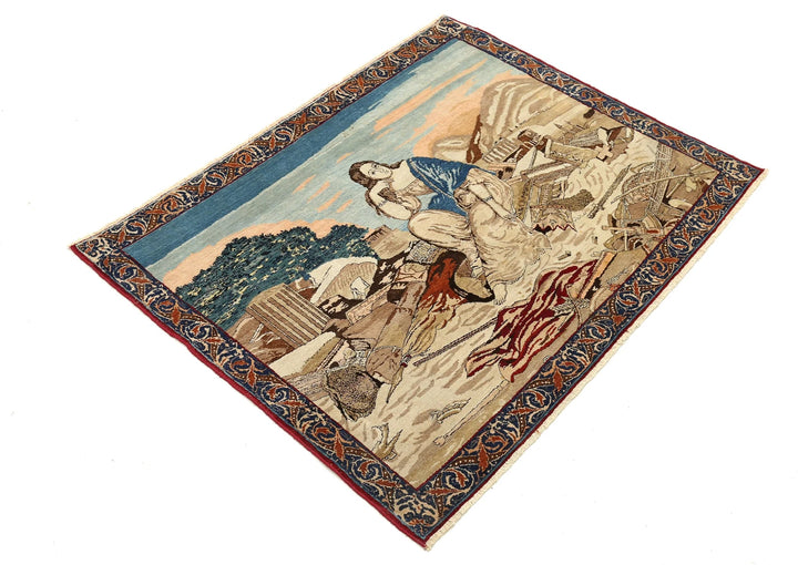 Persian Pictorial Rug 3' 8" x 2' 10" Hand-Knotted | No. AT73968