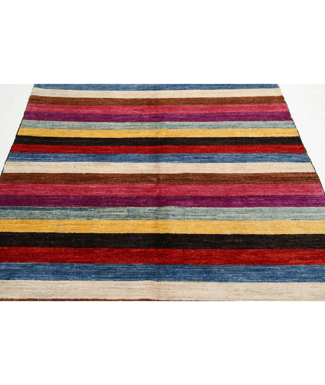 Beige Afghan Oriental Rug 5' 1" x 7' 3" Hand-Knotted pattern