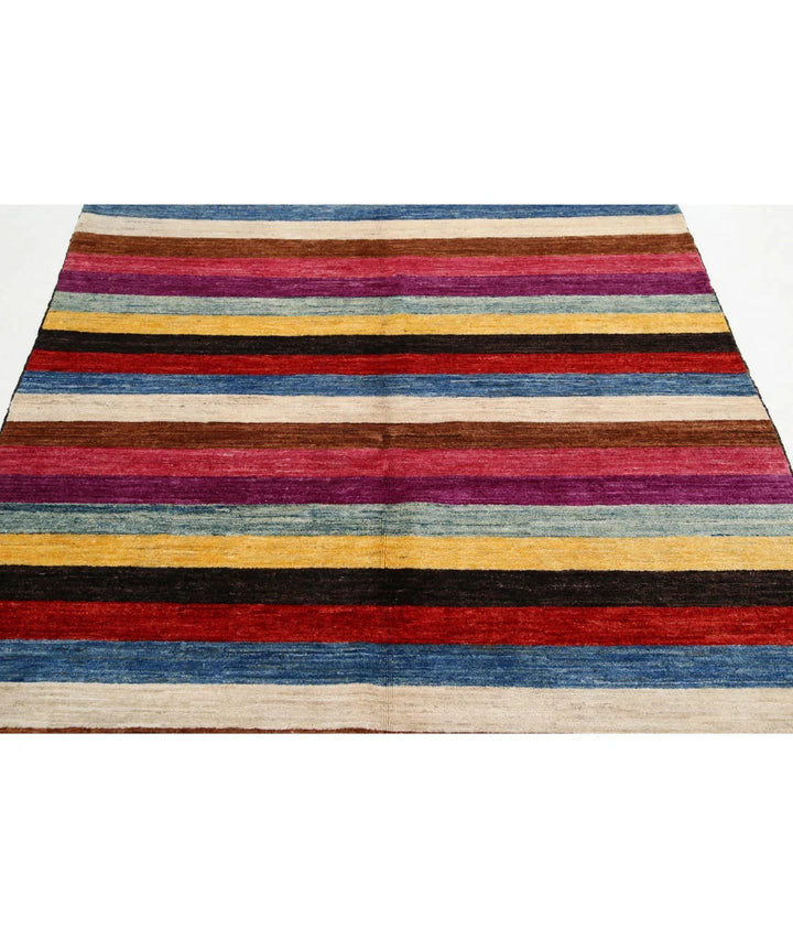 Beige Afghan Oriental Rug 5' 1" x 7' 3" Hand-Knotted | No. AT74073